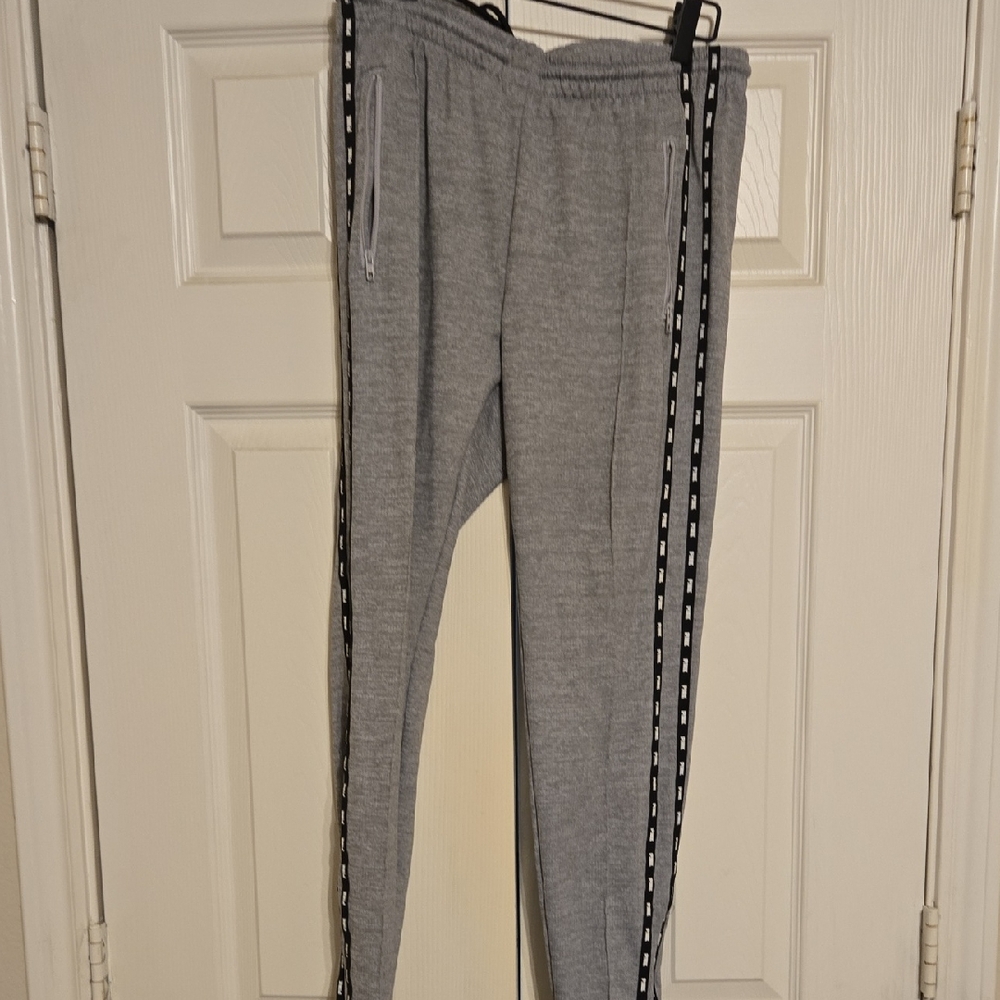 PINK Victoria's Secret Gray Joggers with Black Stripes